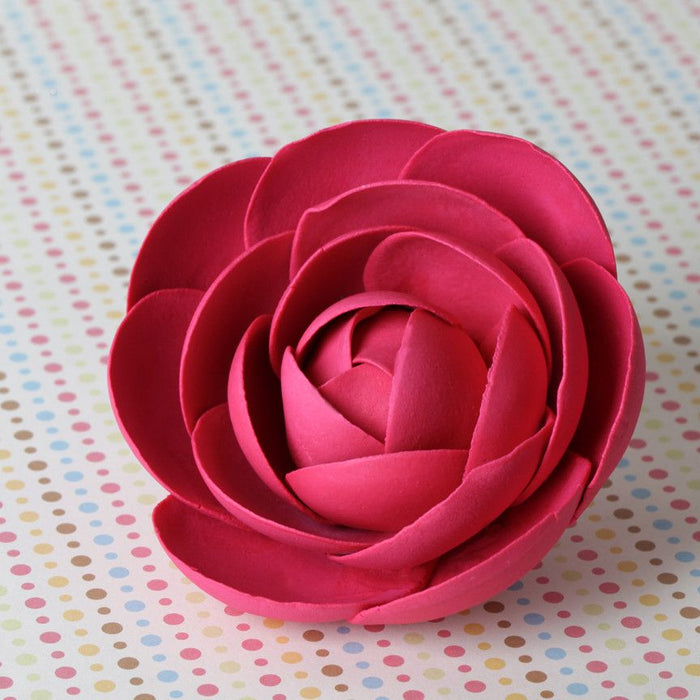 Handmade modern hot pink rose gum paste sugar flowers for cake designers and bakeries from Caljava