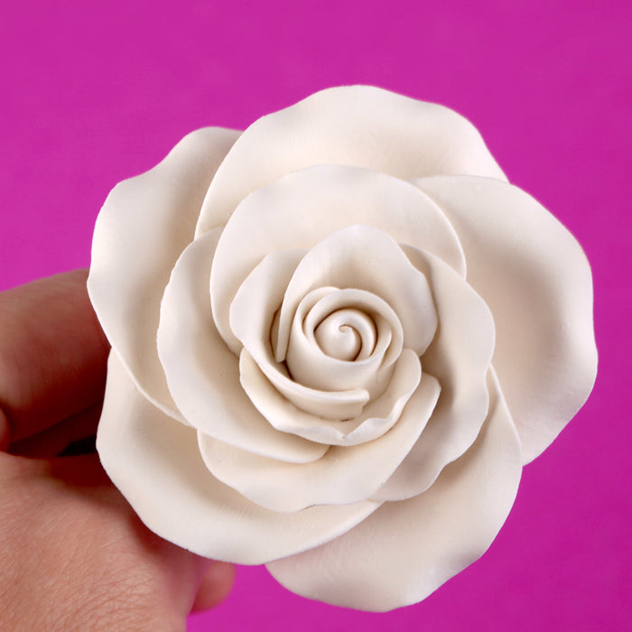 Handmade white garden rose gumpaste sugar flower for cake decorators and bakeries
