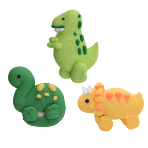 Dinosaur Royal Icing Toppers great for decorating your own chocolates, candy, cupcakes, cakes, cookies and more. Edible Icing Toppers hand piped ready to use out of the box. Great for boys birthdays. Caljava