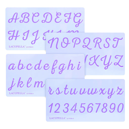 Acrylic Script Stencils - Letters & Numbers