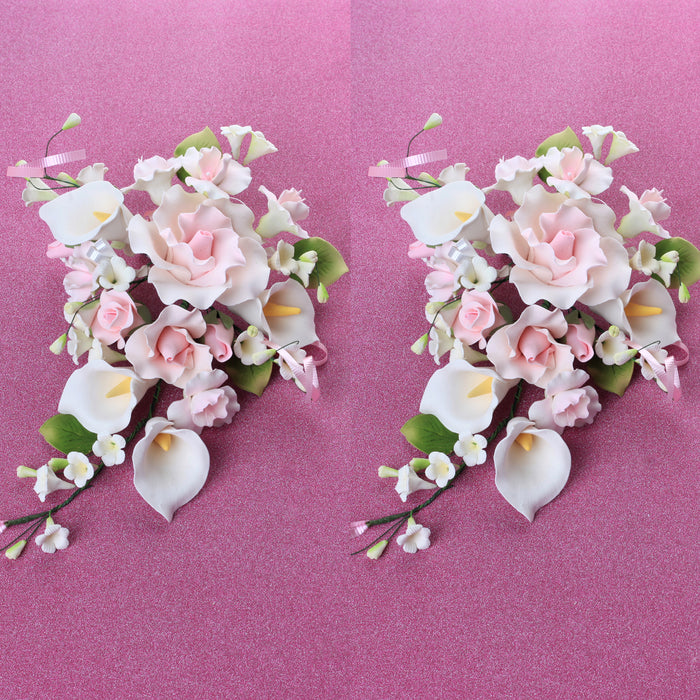 pink roses and white calla lilies Large Tea Rose & Calla Lily Combo Sprays