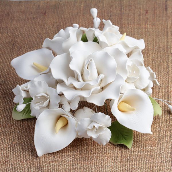 white calla lily wedding cake Large Tea Rose & Calla Lily Topper