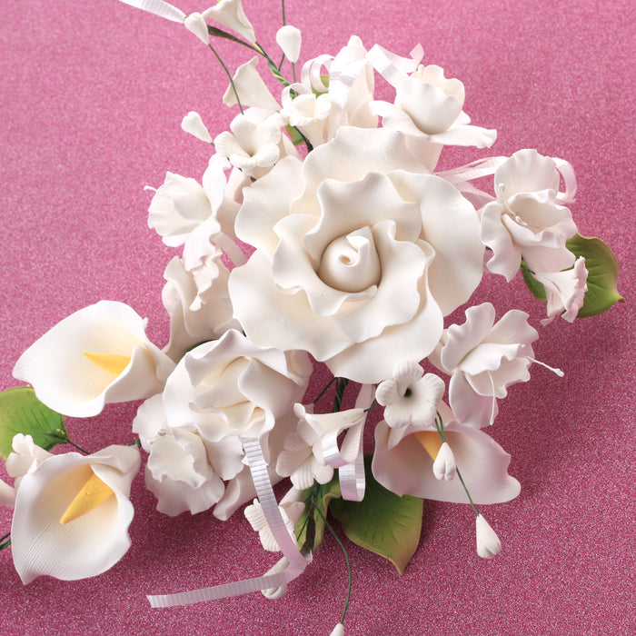 Large Tea Rose & Calla Lily Sprays - White