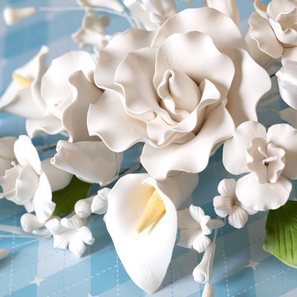 Large Tea Rose & Calla Lily Sprays - White — CaljavaOnline