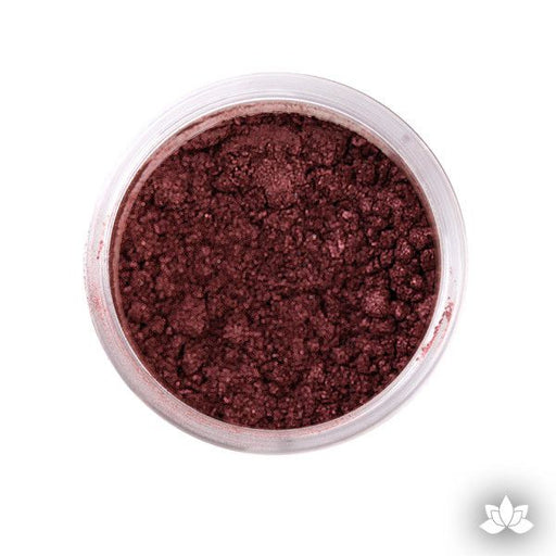 Burgundy Luster Dust colors for cake decorating fondant cakes, gumpaste sugarflowers, cake toppers, & other cake decorations. Wholesale cake supply. Bakery Supply. Merlot Lustre Dust Color.