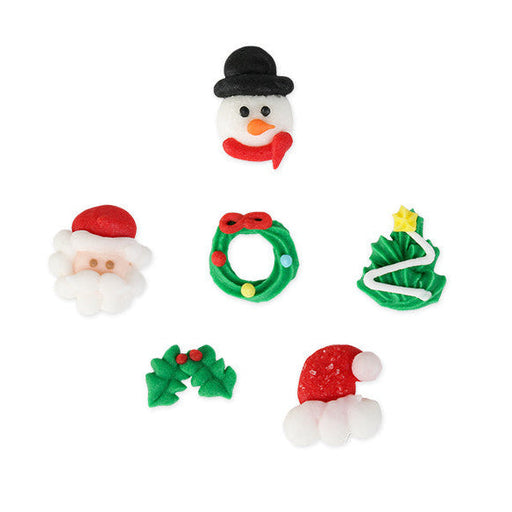 Mini Christmas Royal Icing Toppers great for decorating cupcakes, cookies, cakes, candy and chocolates.