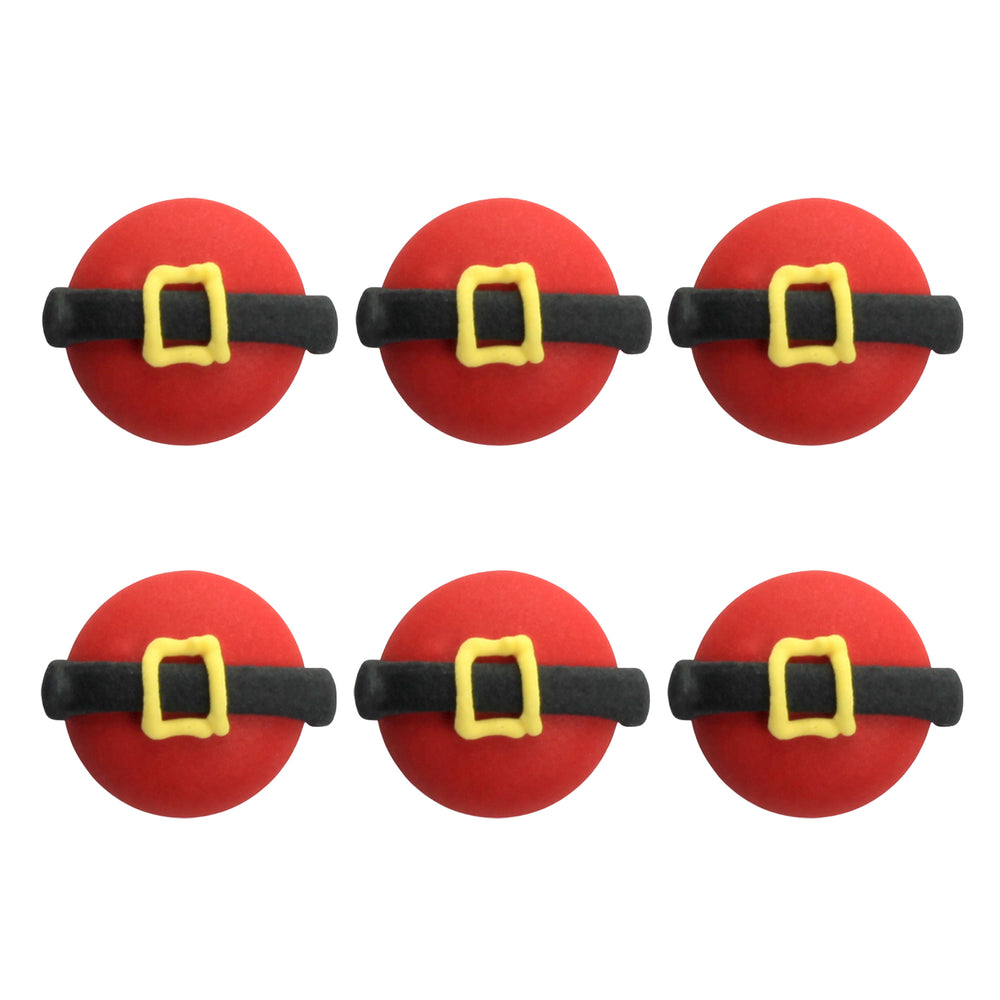 Royal Icing Toppers Mini Santa's Belt Icing Decorations perfect for decorating cakes, cupcakes, cookies, candy and chocolates.  