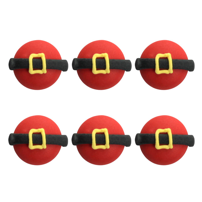 Royal Icing Toppers Mini Santa's Belt Icing Decorations perfect for decorating cakes, cupcakes, cookies, candy and chocolates.  