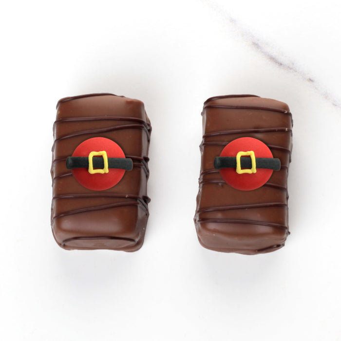 Edible Icing Toppers Mini Christmas Santa's belt Icing Decorations perfect for decorating cakes, cupcakes, cookies, candy and chocolates.  