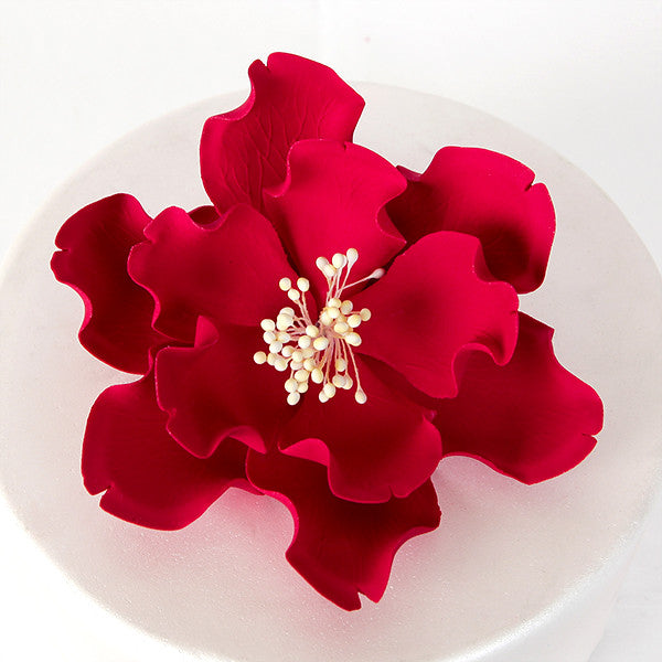 6" Large Open Peony - Red
