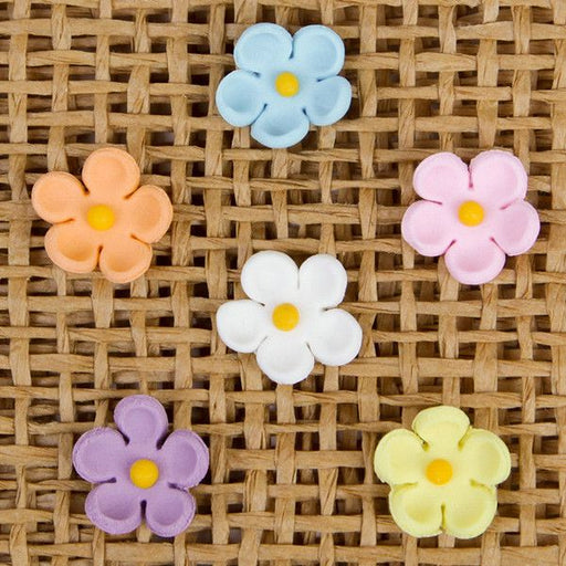 Small Edible Daisy Blossom Cupcake Toppers.  Great for decorating your own cupcakes & cakes. Made from gumpaste.