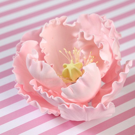 Pink Gumpaste Large Peony sugarflower cake toppers perfect for cake decorating rolled fondant wedding cakes and birthday cakes.  Wholesale cake supply & sugarflowers. Large Pink Gumpaste Peonies handmade cake decorations. Caljava