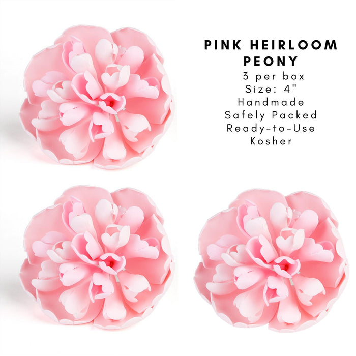Pink Gum Paste Peony Cake Topper for decorating wedding cakes by Caljava