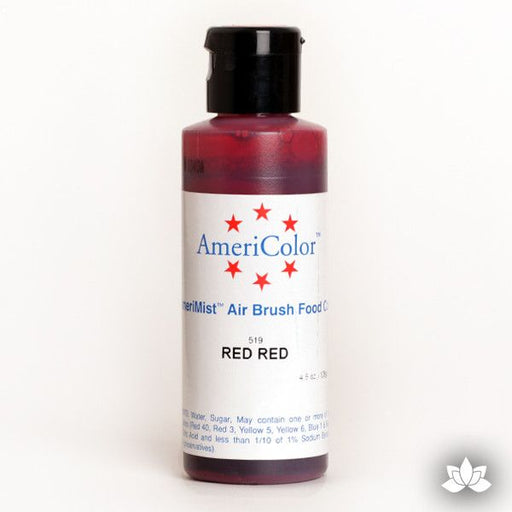 Red Red AmeriMist Air Brush Color 4.5 oz is a highly concentrated air brush color perfect for coloring non-dairy whipped icing, toppings, rolled fondant, gum paste flowers, and buttercream. Wholesale edible air brush color.