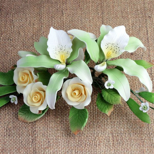 Rose and Miltonia Orchid Gumpaste Cake Topper perfect for cake decorating fondant wedding cakes and fondant birthday cakes