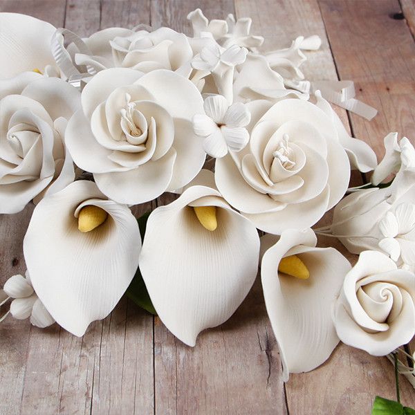 white calla lily and rose bouquet Large Tea Rose & Calla Lily Sprays