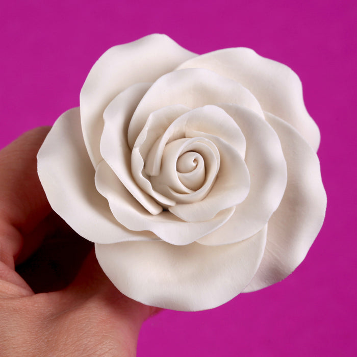 Gumpaste White Garden Rose Sugarflower cake toppers perfect for cake decorating fondant cakes & wedding cakes. Handmade ready to use.  Wholesale sugarflowers & cake supply.
