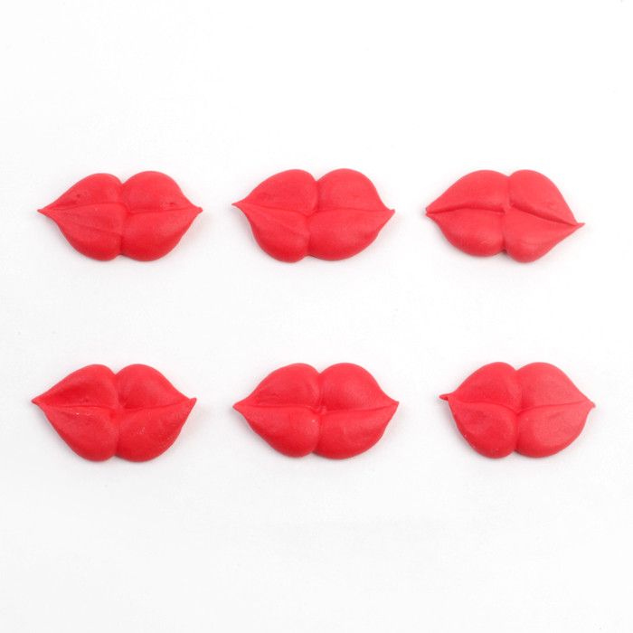 Red Lips Royal Icing Decorations