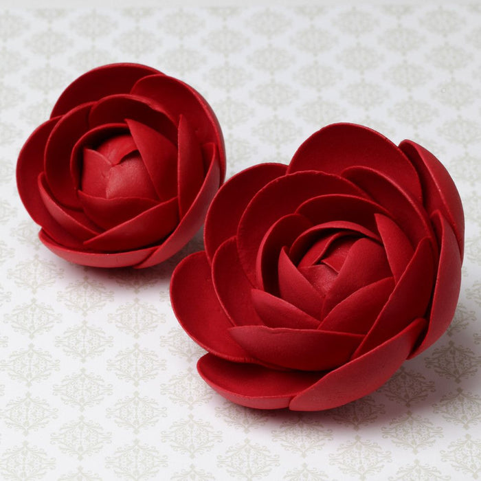Handmade red glam rose gum paste sugar flowers for professional cake decorating