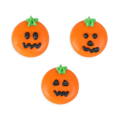 Pumpkin Rounds Royal Icing Decorations (Bulk) - Jack-o-lantern Decorations for decorating Chocolate, bon bons, truffles, cookies, and more 
