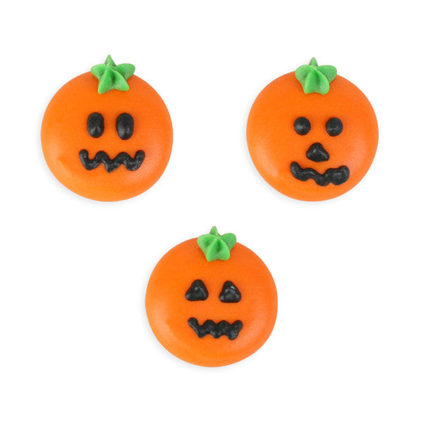 Pumpkin Rounds Royal Icing Decorations (Bulk) - Jack-o-lantern Decorations for decorating Chocolate, bon bons, truffles, cookies, and more 