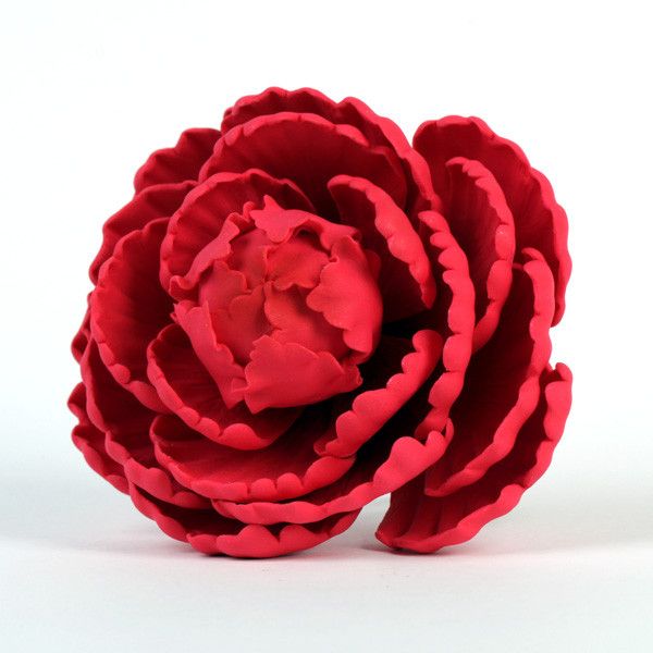 Red Closed Gumpaste Peony sugarflower cake toppers perfect for cake decorating rolled fondant wedding cakes and birthday cakes.  Large white closed gumpaste peony handmade cake decoration. Wholesale sugarflower. Gumpaste flower. Cake Topper. Caljava