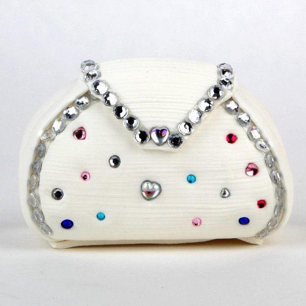 White with Colored Jewels Purse and Sandel Set