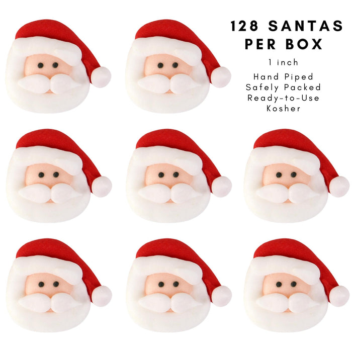 Bulk Santa Face Edible Royal Icing Decorations – 128 Count Hand-Piped Cupcake & Chocolate Toppers by Caljava