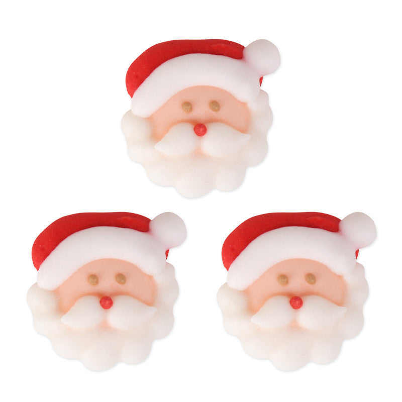 Small Santa Face Royal Icing Chocolate, Cake & Cupcake Toppers Decorations (128 Count Bulk Box) by Caljava