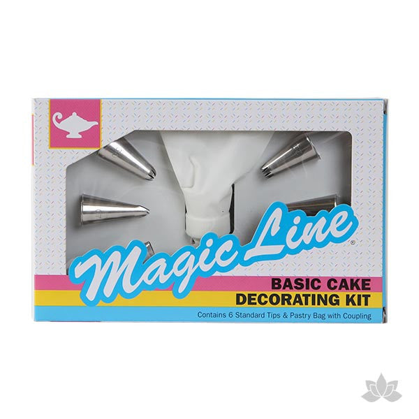 Basic Cake Decorating Kit - 6 Tips & Pastry Bag w/ Coupling