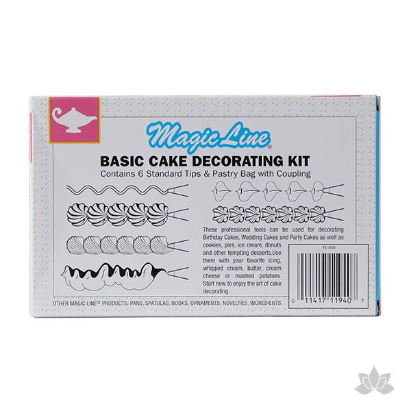 Basic Cake Decorating Kit - 6 Tips & Pastry Bag w/ Coupling