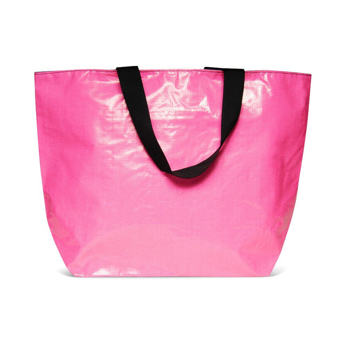 Pink Tote for carrying your personal and cake items around with you. Made with recycled billboard material.
