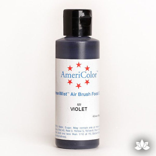 Violet AmeriMist Air Brush Color 4.5 oz is a highly concentrated air brush color perfect for coloring non-dairy whipped icing, toppings, rolled fondant, gum paste flowers, and buttercream. Wholesale edible air brush color.