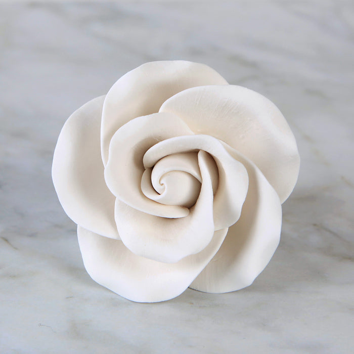 White rose gum paste flower decoration for cakes and desserts