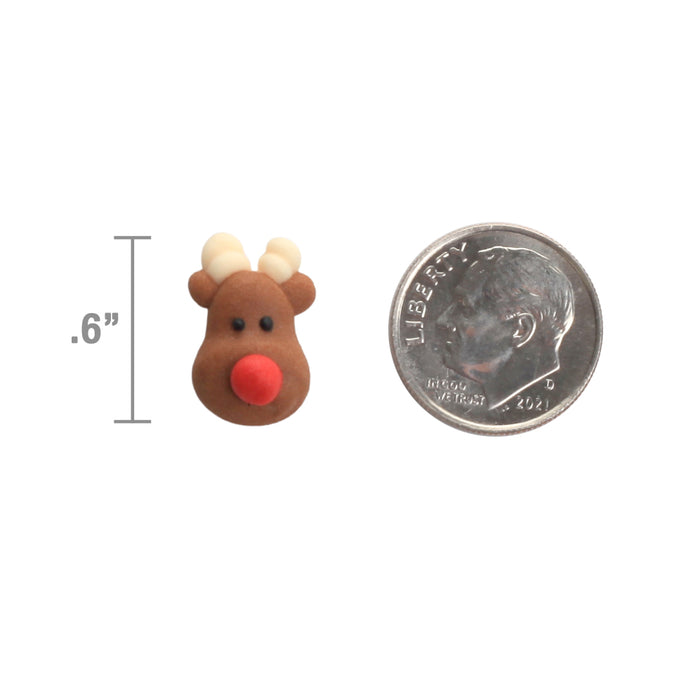 Royal Icing Toppers Mini Reindeer Icing Decorations perfect for decorating cakes, cupcakes, cookies, candy and chocolates.  