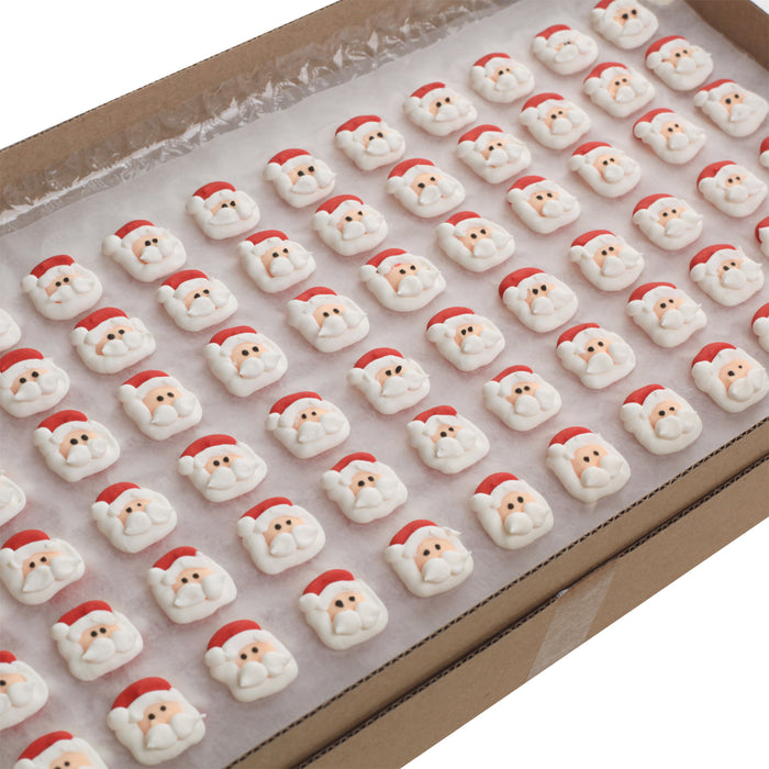 Royal Icing Toppers Mini Santa Face Icing Decorations perfect for decorating cakes, cupcakes, cookies, candy and chocolates.  