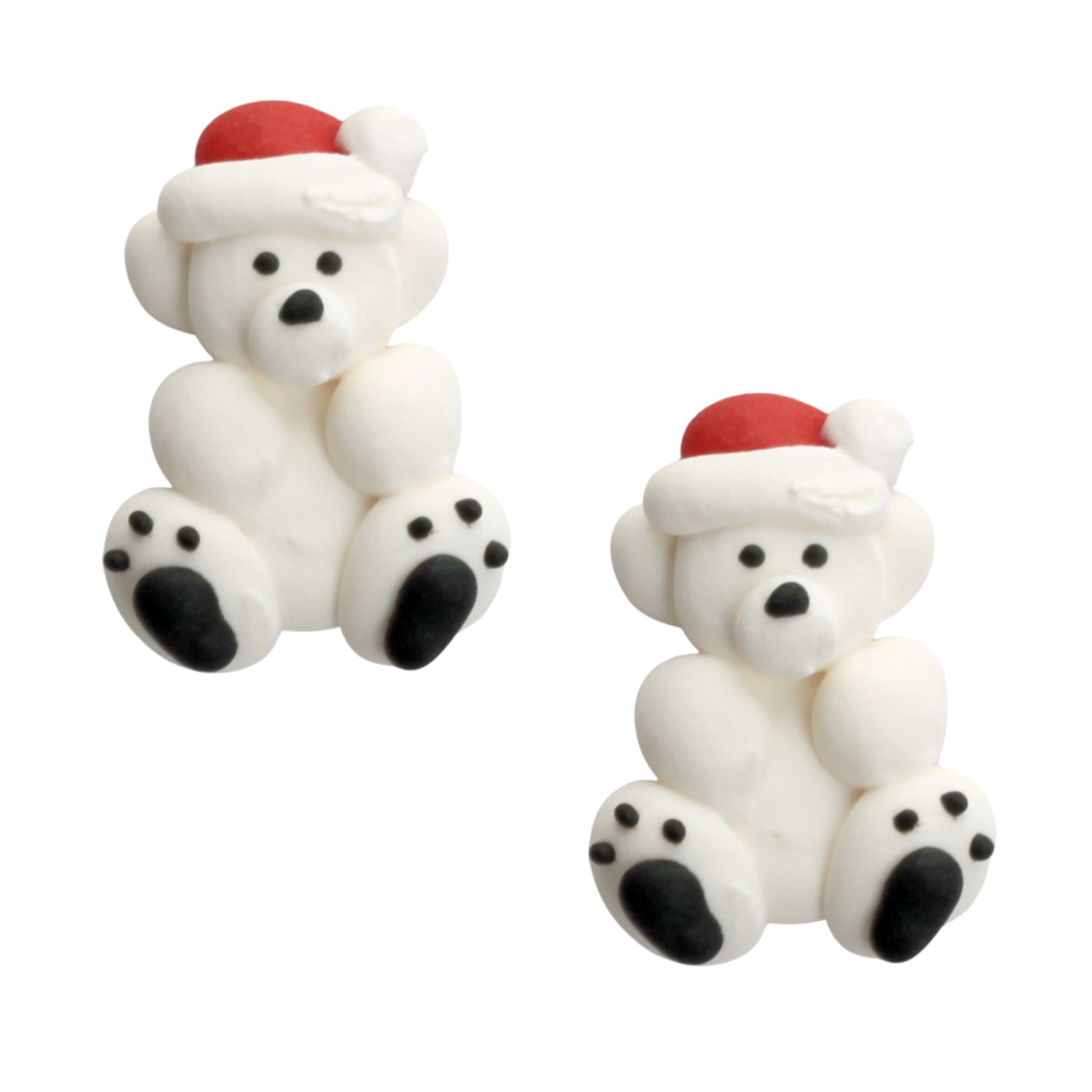 Polar Bear w/ Santa Hat Royal Icing Decorations