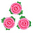 3D Rose w/ Leaves Royal Icing Decorations (Bulk) - Pink