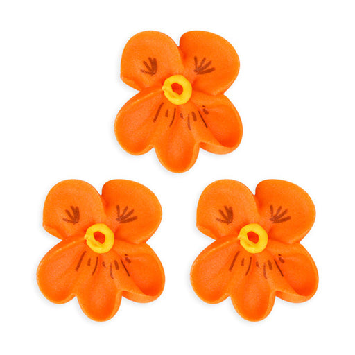 Pansy Royal Icing Decorations (Bulk) - Orange