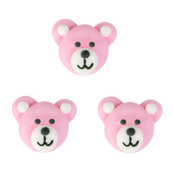 Bear Royal Icing Decorations (Bulk) - Pink