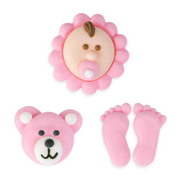 Baby Set Royal Icing Decorations (Bulk) - Pink