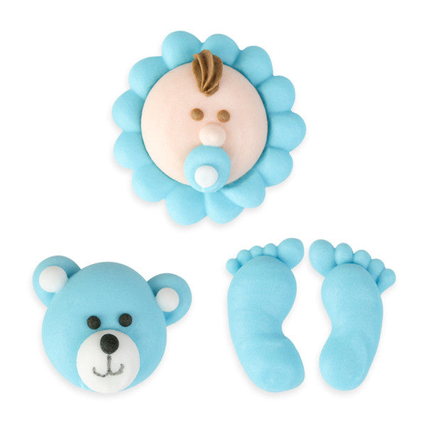 Baby Set Royal Icing Decorations (Bulk) - Blue