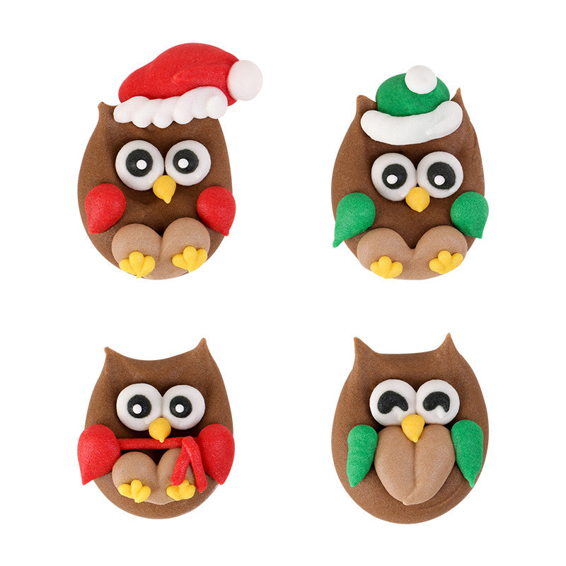 Christmas Owl Royal Icing Decorations (Bulk)