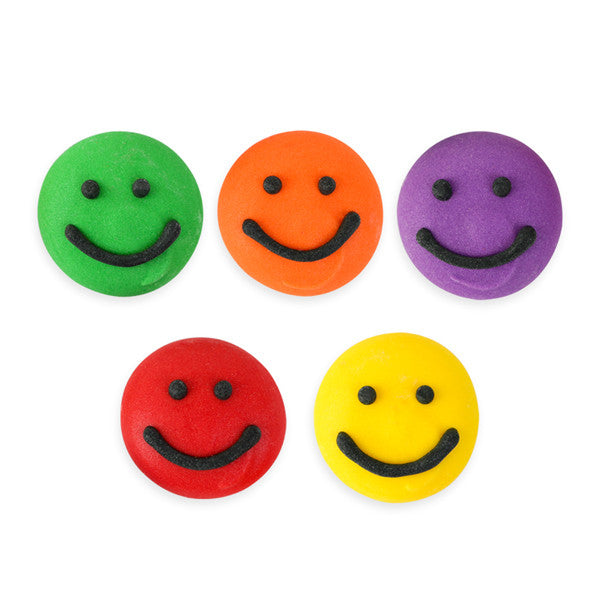 Smiley Face Royal Icing Decorations (Bulk) - Assorted