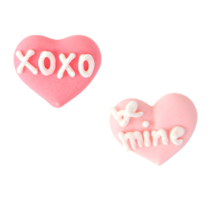 XOXO & Be Mine Hearts Royal Icing Decorations (Bulk)