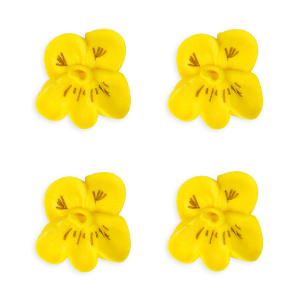 Small Pansy Royal Icing Decorations (Bulk) - Yellow