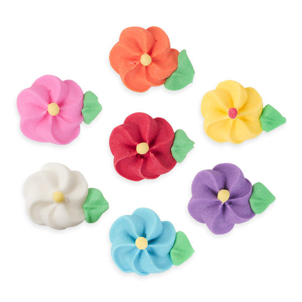 Medium Drop Flower w/ Leaves Royal Icing Decorations (Bulk) - Assortment