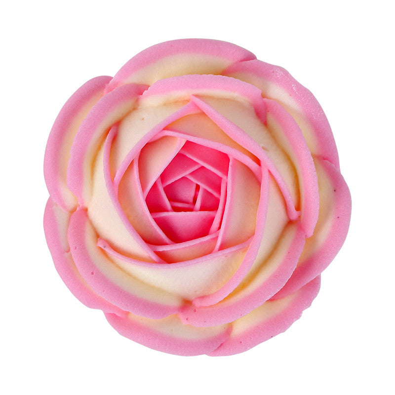 2-Tone Rose Royal Icing Decorations (Bulk) - Pink/Yellow
