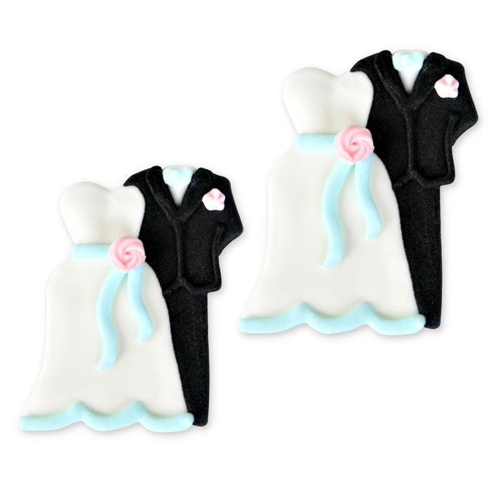 Bride and Groom Wedding Royal Icing Toppers sugar decorations great for decorating Chocolates, Cupcakes, Cakes, Cookies, Brownies, Cake Pops, Macarons, Pies and more. Edible decoration. Caljava