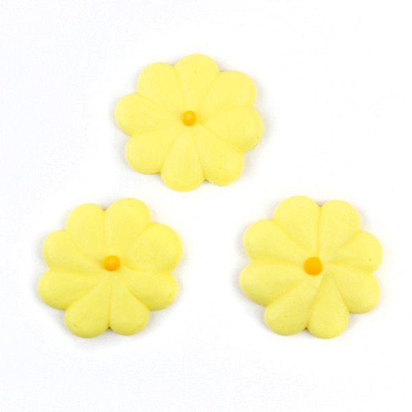 Medium Flower Power Royal Icing Decorations - Yellow
